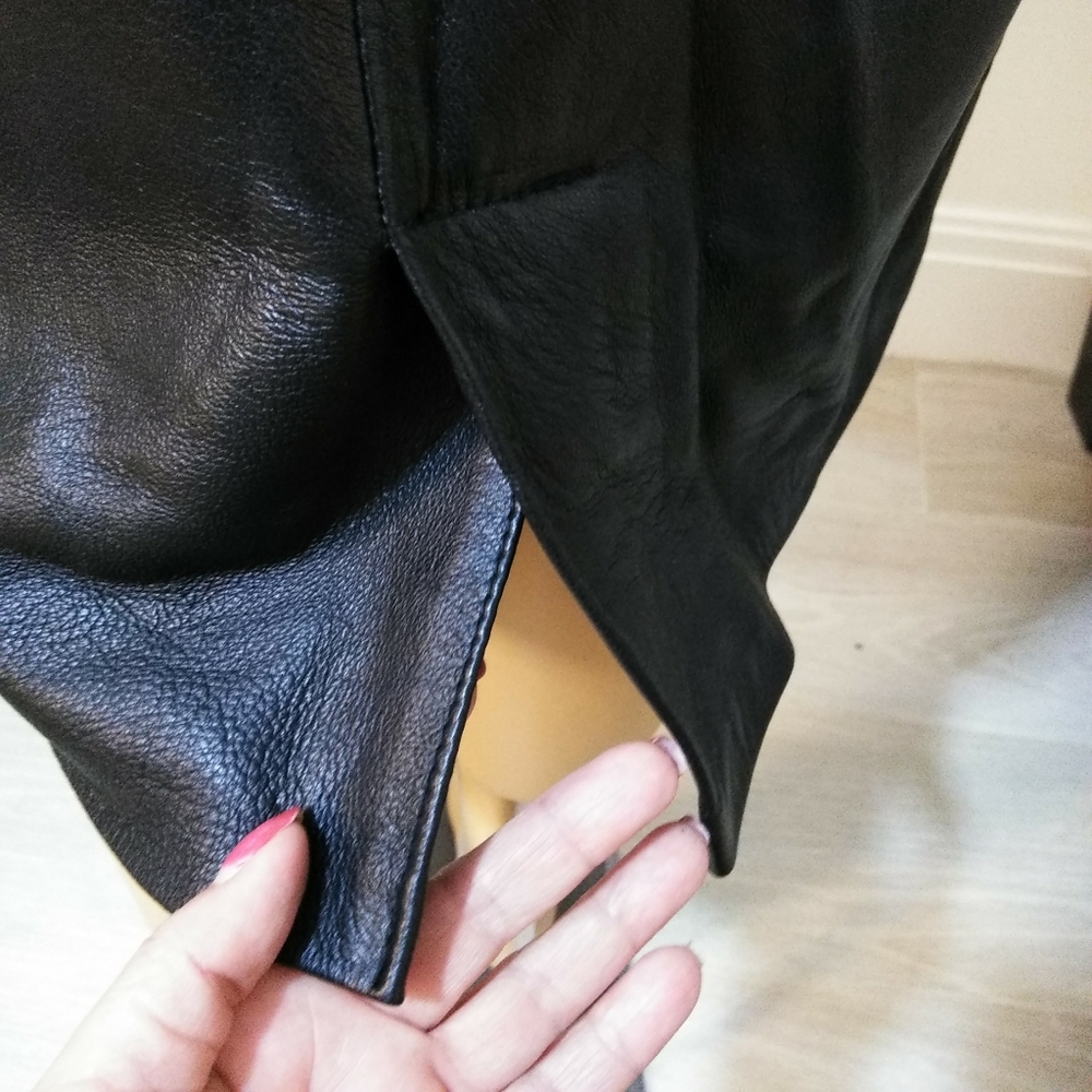 Black leather pencil skirt Euro Sz 40 Us Sz 8 - Picture 6 of 10